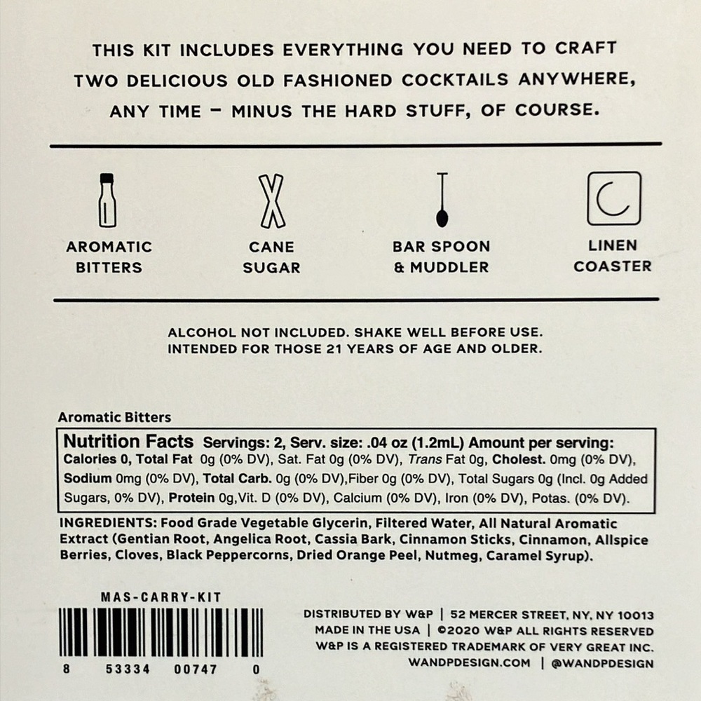 NIB - W&P Old Fashioned Craft Cocktail Kit - Picture 3 of 8